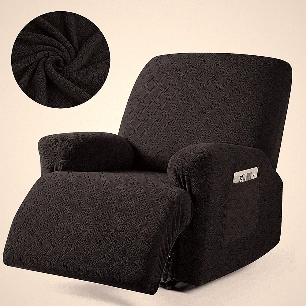 1 Set Jacquard Velvet Single ReclinerSofaCover with Pocket Massage Chair Cover