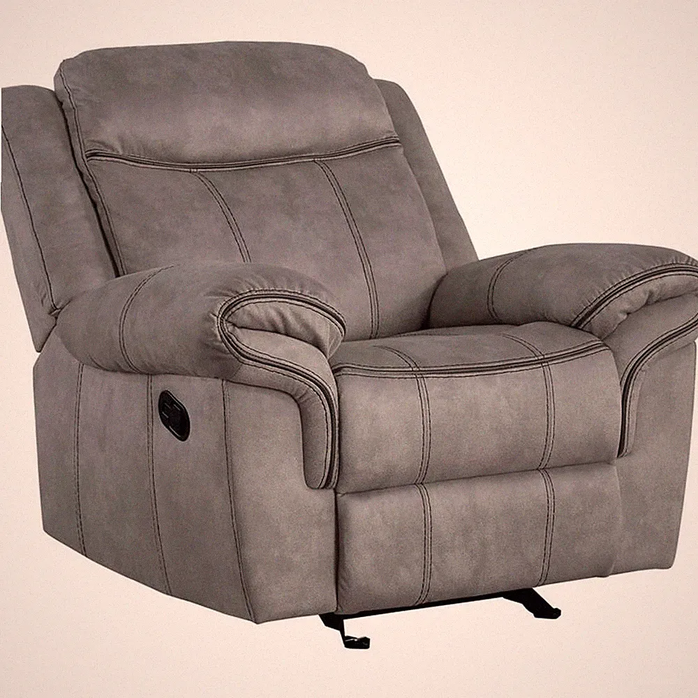 ACME Zubaida Velvet Horizontal Upholstered Glider Recliner in 2-Tone Gray