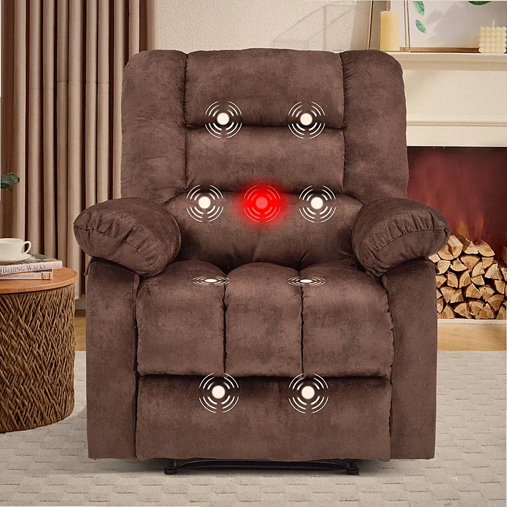 EBELLO Manual Recliner Chair with Heat & Massage, Soft Fabric Single Sofa Chair