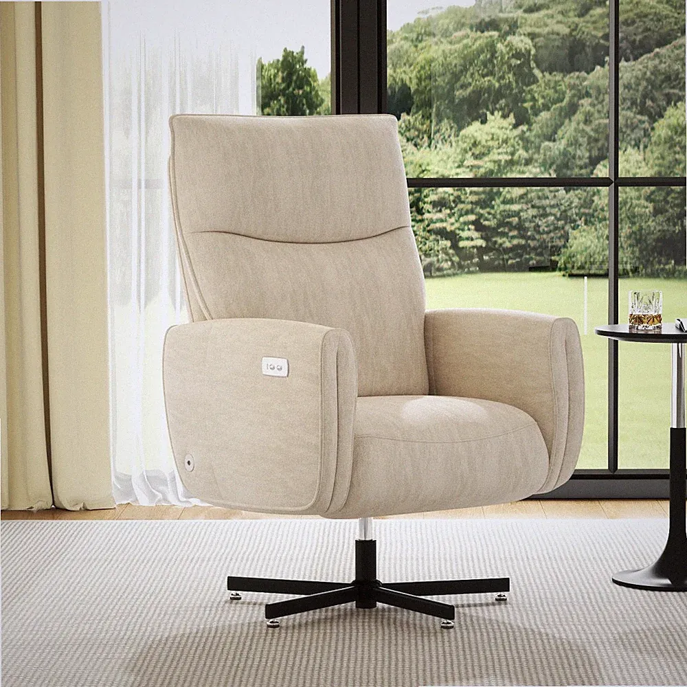 Electric Power Swivel Recliner Chair Velvet USB Type C Charging