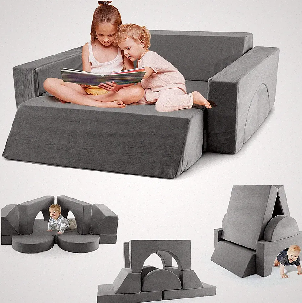 Modular Kids Play Couch - 8PC Convertible Foam Sofa for Fun & Imagination