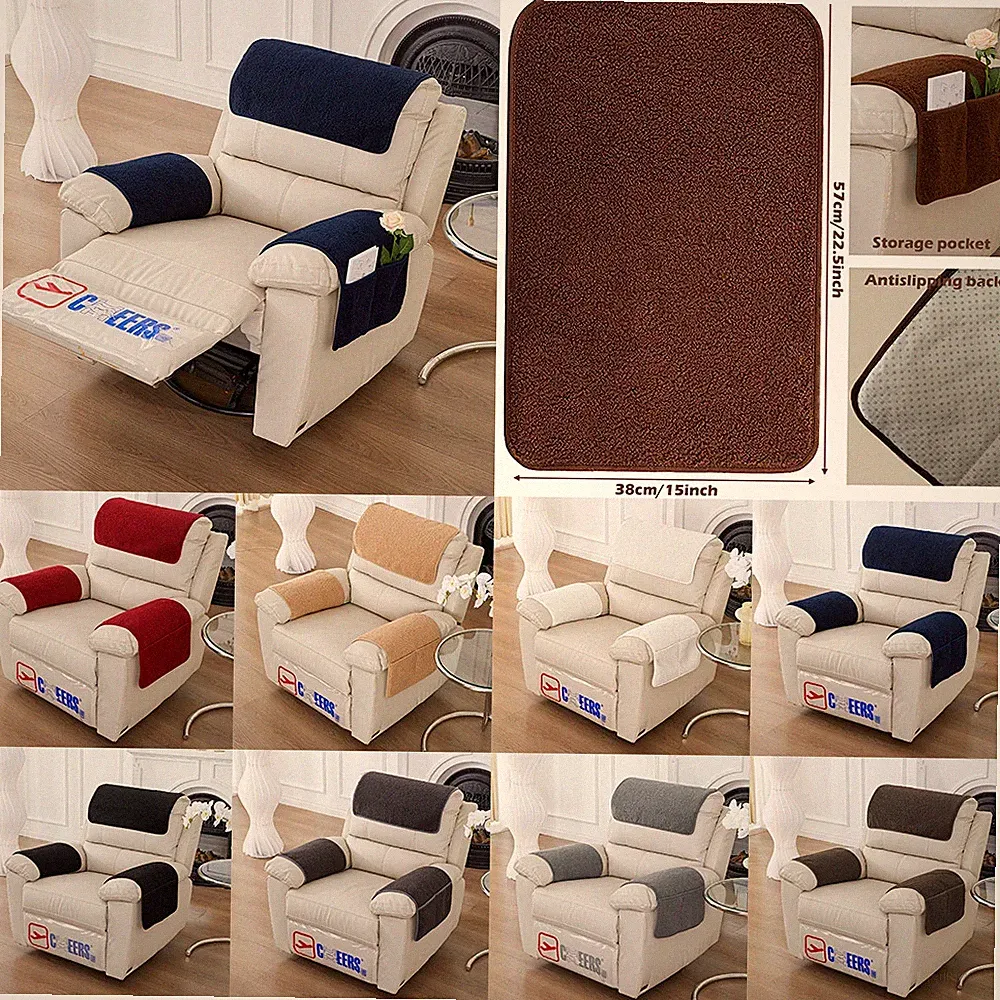Recliner Headrest Sofa Cover Velvet Armrest Cover Cushion Furniture Protector