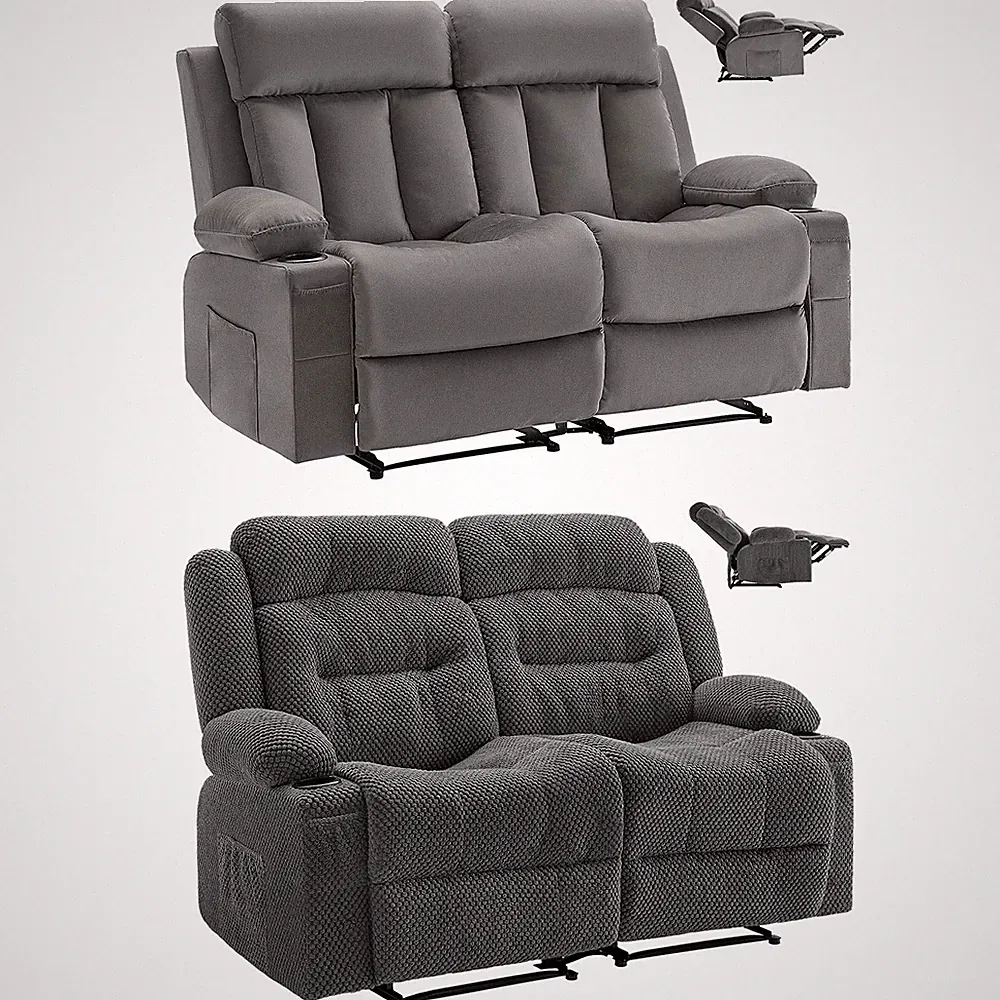 Uimoso Reclining Velvet Loveseat Sofa with Heating and Massage Functions