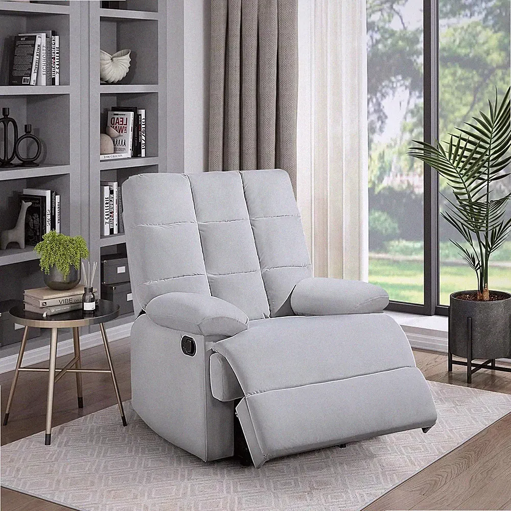 Zélie Light Gray Velvet Manual Reclining Chair for Ultimate Comfort