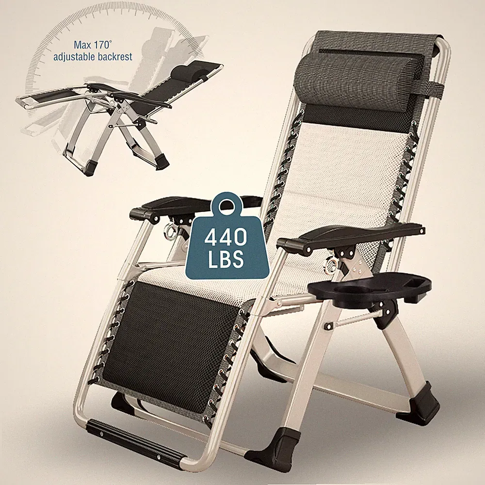 Zero Gravity Chair, Folding Outdoor Patio Lounge Recliner w/ Cup Holder